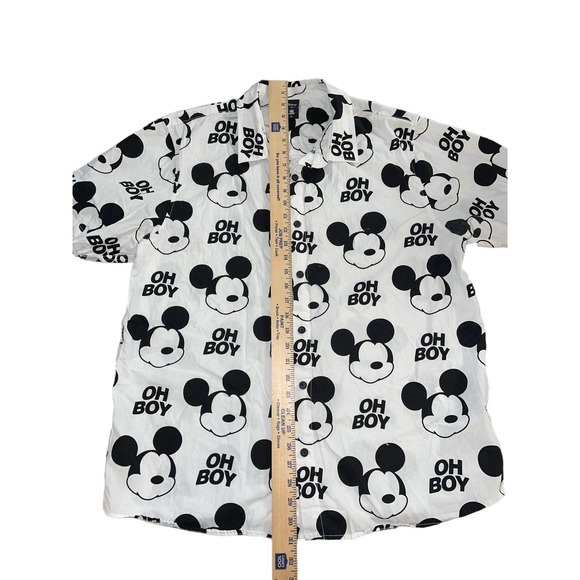 Disney Neff Mickey Mouse White Black Button Down Shirt Size XL Oh Boy - Picture 3 of 5